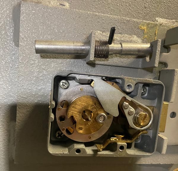 interior of a safe locking mechanism interior of a safe locking mechanism